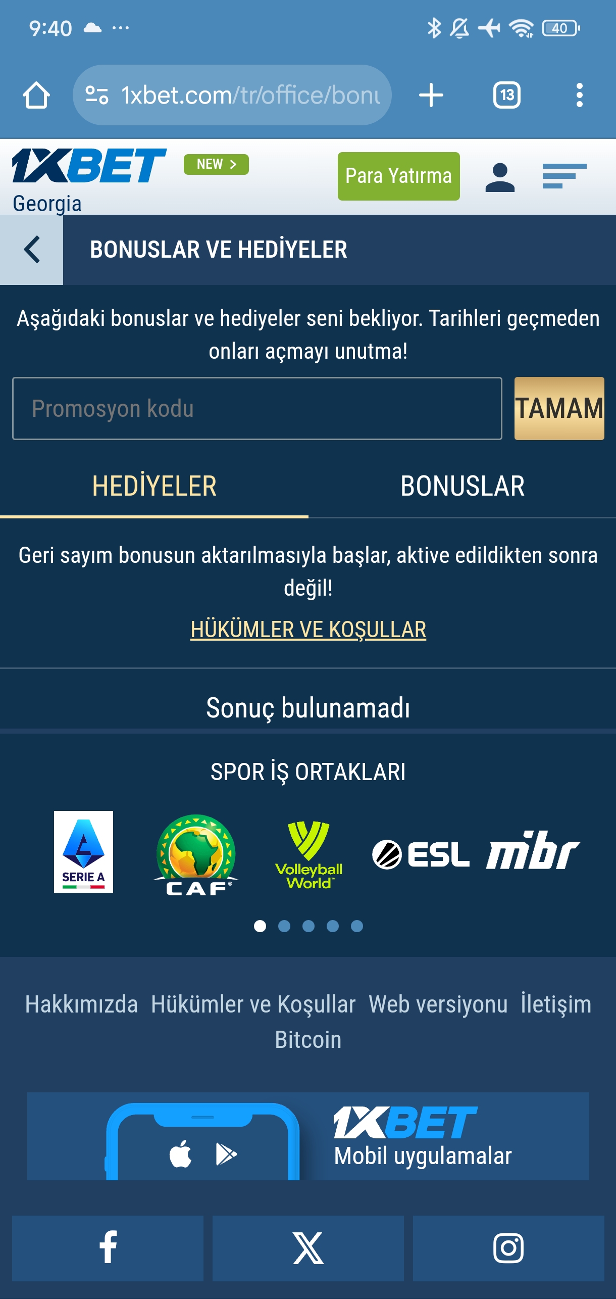 1xBet'te Promosyonlar ve Bonuslar Bölümü