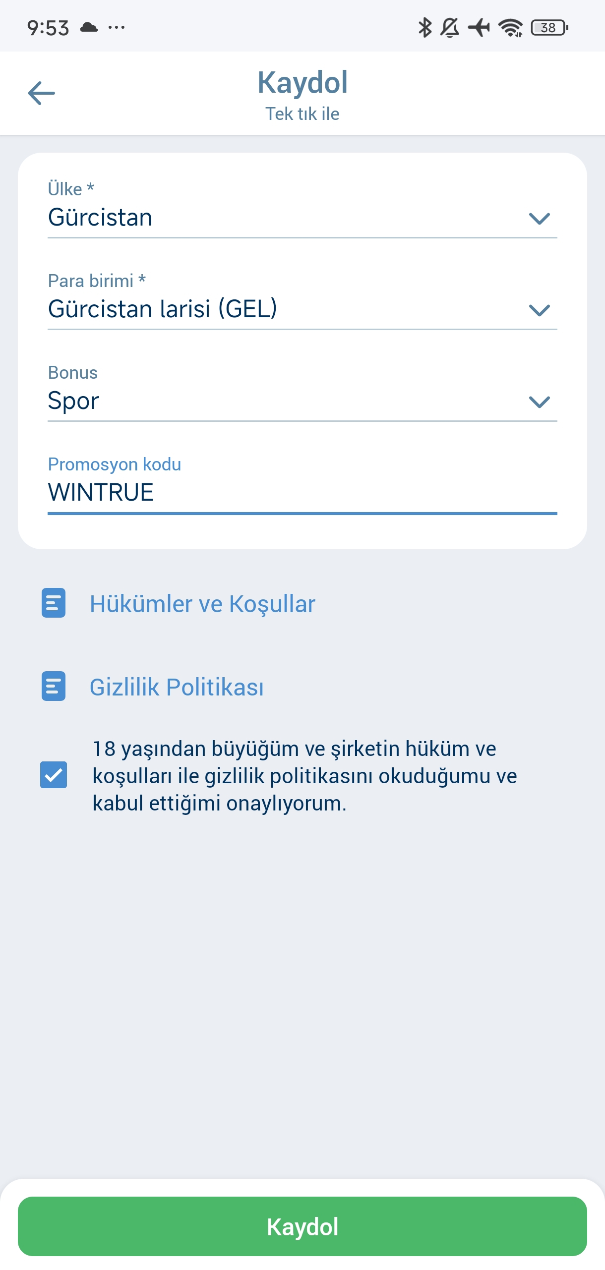 1xBet'te Promosyon Kodu ile Tek Tıkla Kayıt